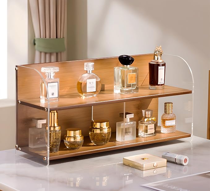 20 Inches Bamboo Cosmetic Organizer, Large Vanity Organizer, Makeup Organizer Countertop, Skincare Organizer Countertop