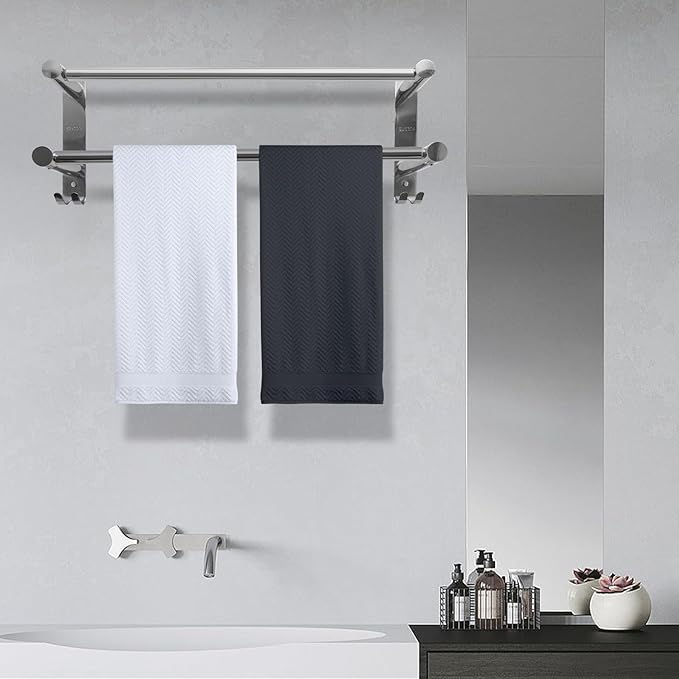 Double Towel Bar, Stainless Steel Adjustable 16 to 28In Double Towel Racks for Bathroom, Double Bath Towel Bar,Applicable to Bathrooms and Kitchens