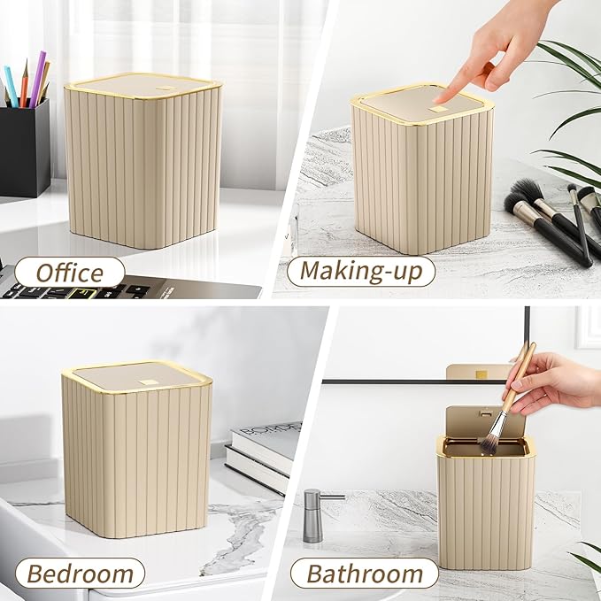 Bathroom Accessory Set - Bathroom Set, 27PC Bathroom Accessories Set, Beige Bathroom Sets with Shower Curtain and Rugs, Mini Trash Can, Toilet Brush, Trash Can & Soap Dispenser