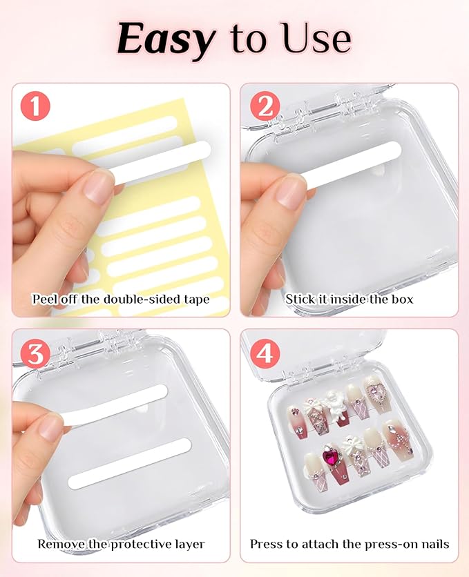 16PCS Press on Nail Boxes, Nail Cases for Press Ons with Adhesive Double Sided Tape