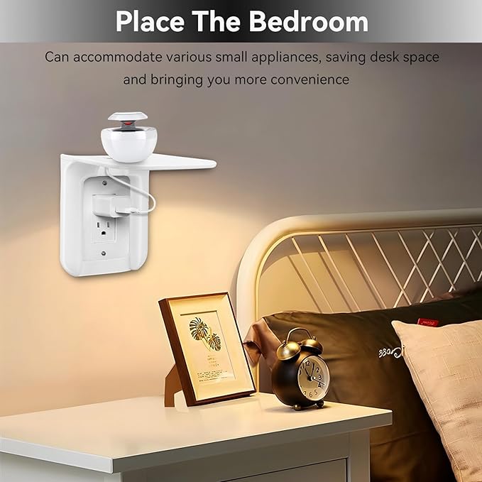 Outlet Shelf, Outlet Shelf Wall Holder ABS Plastic Bathroom Wall Organizer Holder for Smart Home Devices, Phones, Speaker
