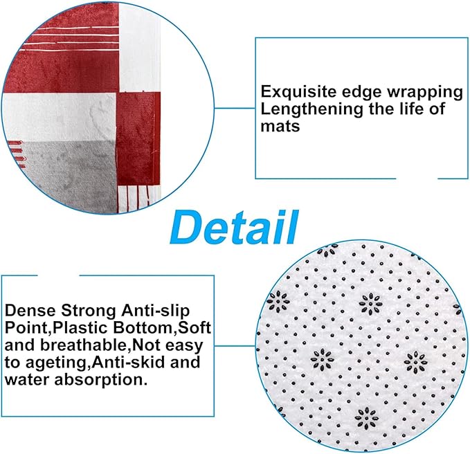 All Smiles Red Shower Curtain Sets with Non-Slip Rugs,Toilet Lid Cover and Bath Mat, Black and Gray Bathroom Decor Set Accessories Waterproof Shower Curtains