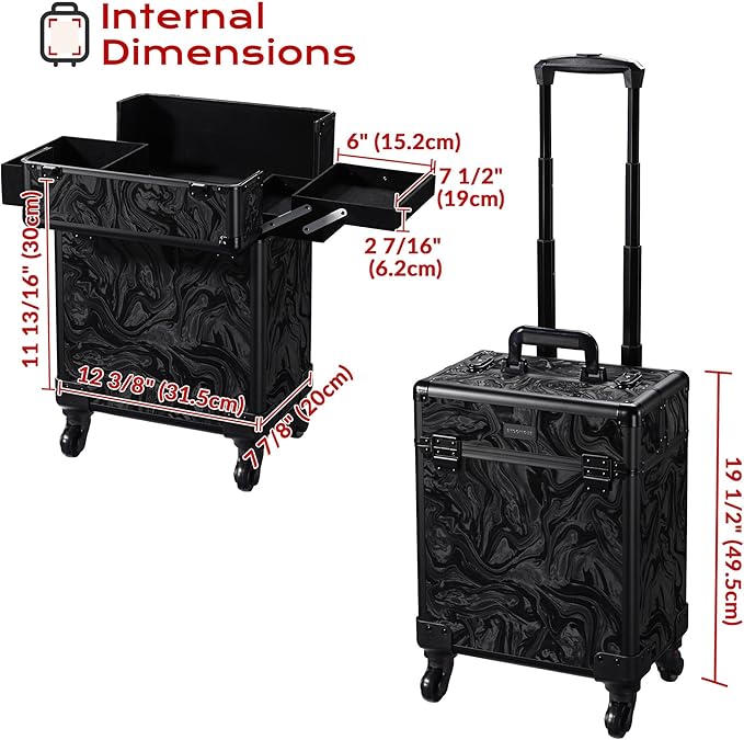 BYOOTIQUE 2-Piece Makeup Train Case Cosmetic Organizer Kit CB Shadows Salon