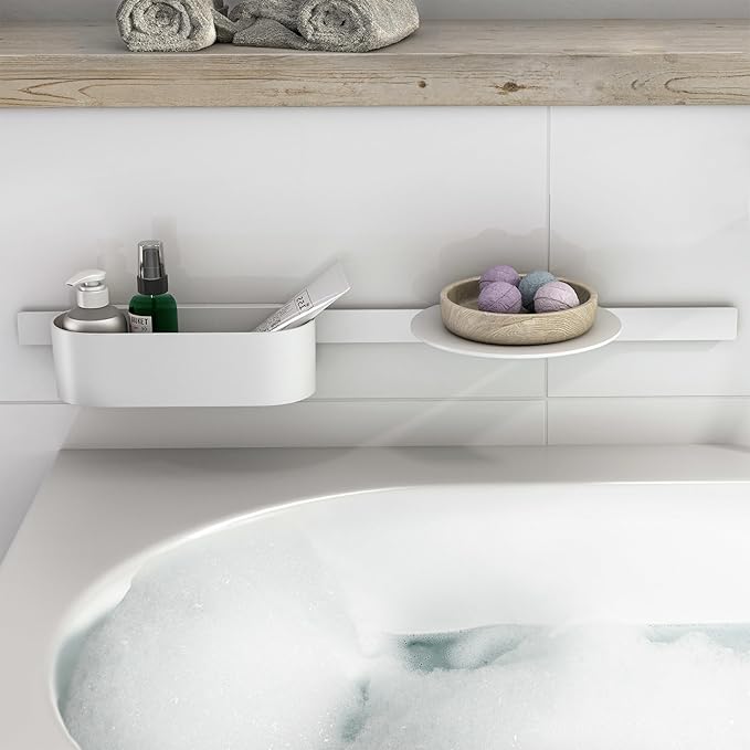 hansgrohe WallStoris 4-inch Modern Storage Basket- Deep in Matte White, 27912700