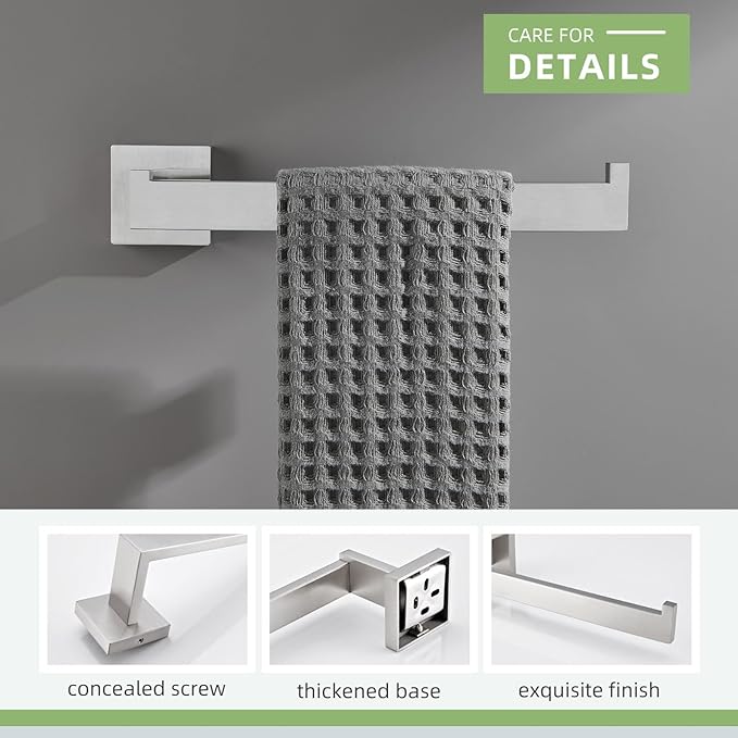 Angle Simple Hand Towel Holder for Bathroom, SUS 304 Stainless Steel Kitchen Towel Hanger Rack for Wall, Brushed Nickel, 10.24 Inches
