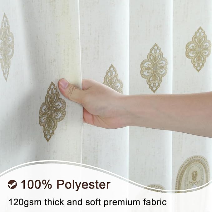 Stall Fabric Shower Curtain, 54 inch Beige Boho Paisley Print Shower Curtains for Bathroom, Waterproof Polyester Small Bathroom Curtains, 54" W x 72" H