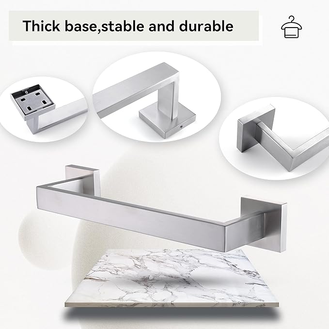 LANC 12-Inche Towel Bars for Bathroom Wall Mounted 30-CM Brushed Nickel Bath Towel Ring Stainless Steel Total-14?€? Towel Rails for Kitchen Hand Towel Holder Racks Hanger Towel Rods, A8804BN-3P1