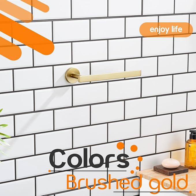 Hand Towel Rings Bathroom Towel Holder Modern Small Bath Towel Bars Stainless Steel Wall Mounted Brushed Gold AN3001GD