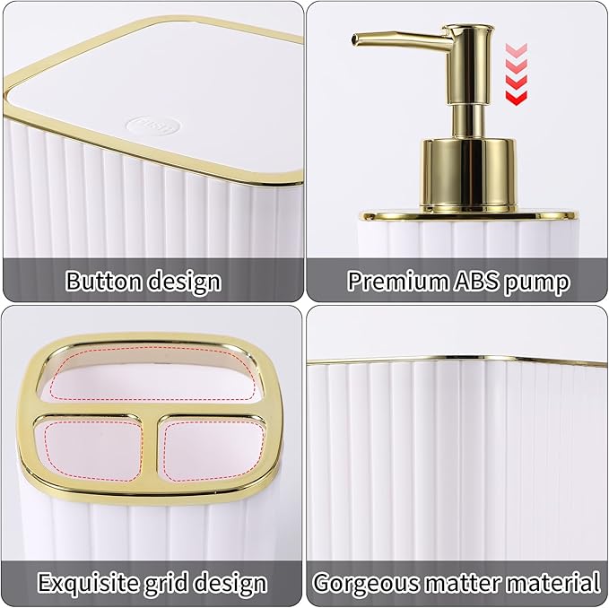 XLHOMO 26PC Bathroom Set - Gorgeous White Bathroom Set, Bathroom Accessories Set, Pink Shower Curtain Set with Bathtub Mats for Shower Tub