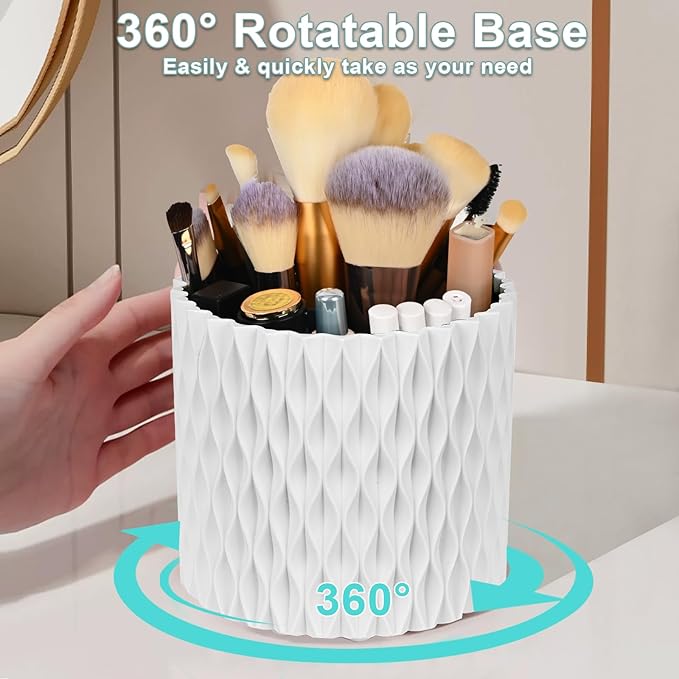 Makeup Organiser Brush Holder,360 Rotating Makeup Brush Holder and Organiser With 5 Slot,Makeup Brush Pot And Cup Makeup Container For Desktop Bathroom Countertop 5 Slot Makeup Brushes Container