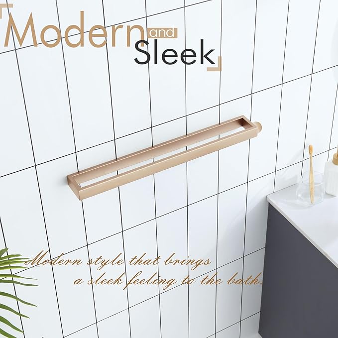 KOKOSIRI Towel Bar for Bathroom Hardware Bath Towel Hanger 20-Inch Kitchen Rack Champagne Bronze Stainless Steel Wall Mount, 1 Pack B4008CPG-L20