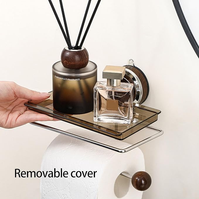 Modern Adhesive Bathroom Shelf Stainless Steel & Suction Cup Wall Space-Saving Toiletries Holder Space Saving Holder