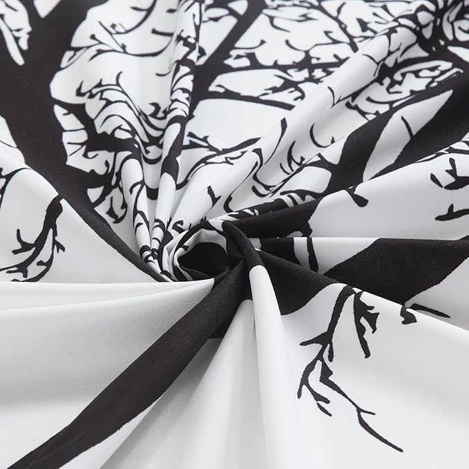 Long Fabric Shower Curtain, Black Tree Plant Shower Curtains for Bathroom, Modern Decorative Bathroom Curtains, 72" W x 78" H