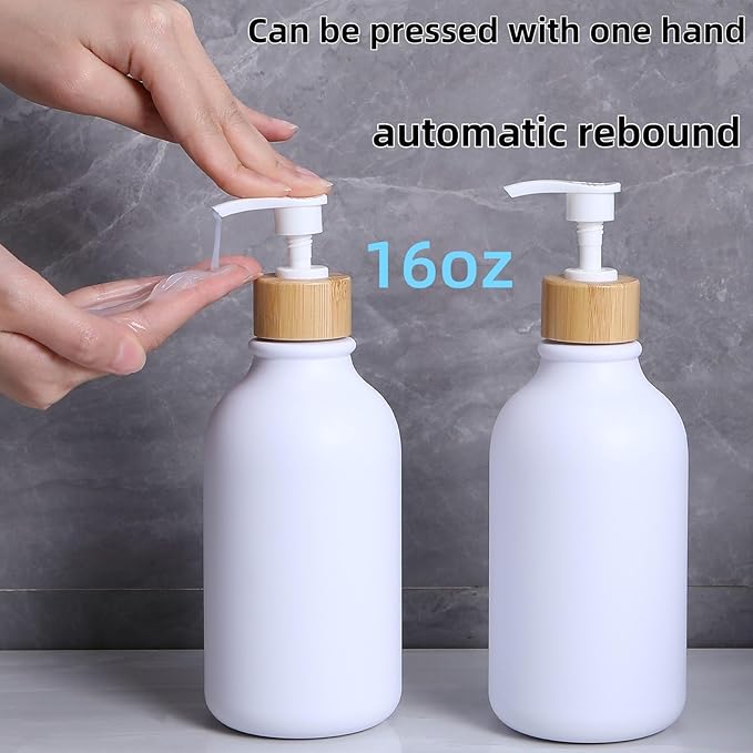 Matte White Bathroom Accessories Set 7 Pcs,Bamboo Bathroom Accessories Sets,White Soap Dispenser and Toothbrush Holder Set,Qtip Holder,Vanity Tray,Soap Dish,Modern Bathroom Decor