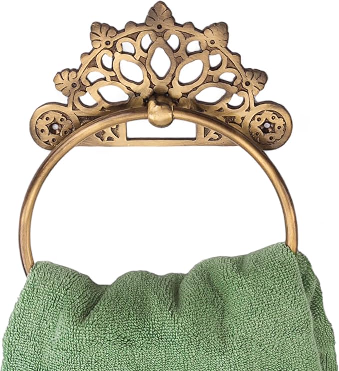 Victorian Towel Ring Solid Brass | Antique 6 inches | Hand Towel Hanger | Round Towel Holder for Bathroom, Toilet,Kitchen Accessories Handmade | Wall Mounted | Napkin Holder