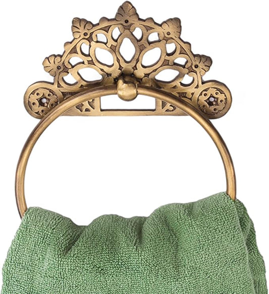 Victorian Towel Ring Solid Brass | Antique 6 inches | Hand Towel Hanger | Round Towel Holder for Bathroom, Toilet,Kitchen Accessories Handmade | Wall Mounted | Napkin Holder