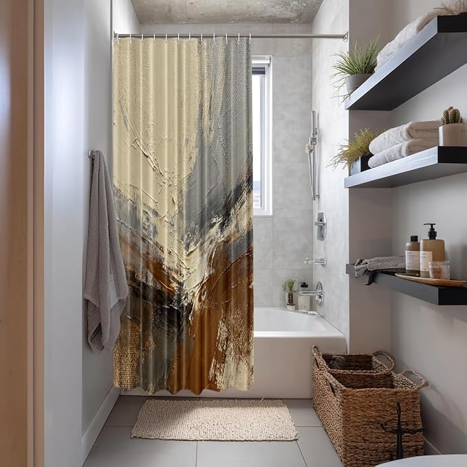 Shrahala Multicolored Modern Abstract Decorative Shower Curtain, Artists Oil Paints Closeup Bathroom Décor Polyester Fiber Waterproof with Plastic Rings for Shower Stall Bathtubs 72 X 60 in