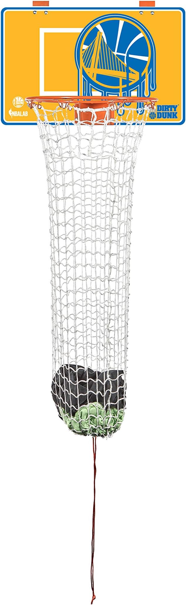 The Dunk Collection Dirty Dunk Over-The-Door Basketball Hoop Laundry Hamper, Golden State Warriors, NBA