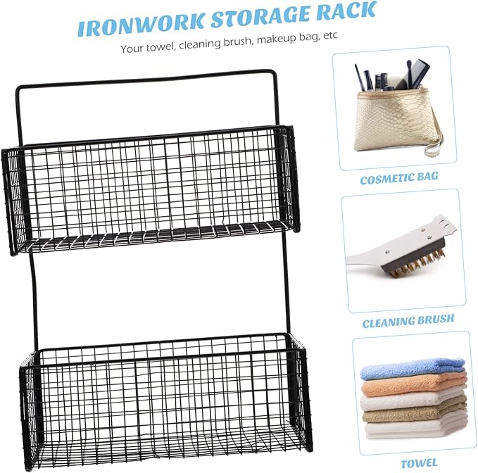ABOOFAN Floating Shelves Bathroom Wall Mount Storage Draining Rack Multi-Function Shelf Black Decor