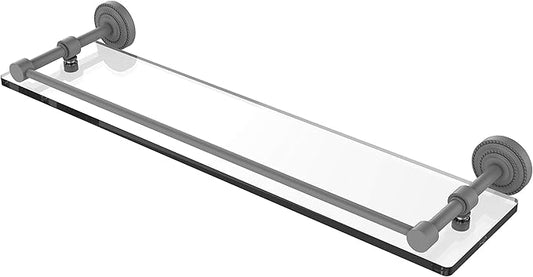 Allied Brass DT-1/22-GAL Dottingham 22 Inch Gallery Rail Glass Shelf, Matte Gray