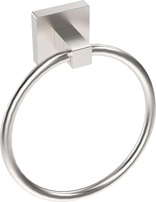 RUACQ Towel Ring for Bathroom, Square Base Hand Towel Holder Hangers Wall Mount, Heavy Duty, Stainless Steel(Brushed Nickel)