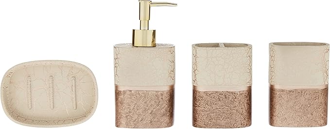 Sweet Home Collection Bathroom Accessories Unique Collections Modern Classic Contemporary Decorative Beautiful Designs Bath Shower Tub Décor, 4 Piece Set, Parker(Pack of 1)
