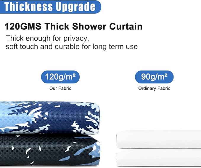 Hokibero Misty Forest Shower Curtain 72x90 Blue Shower Curtain Mountain Forest Nature Theme Extra Long Fabric Curtains for Bathroom Water Repellent Woodland