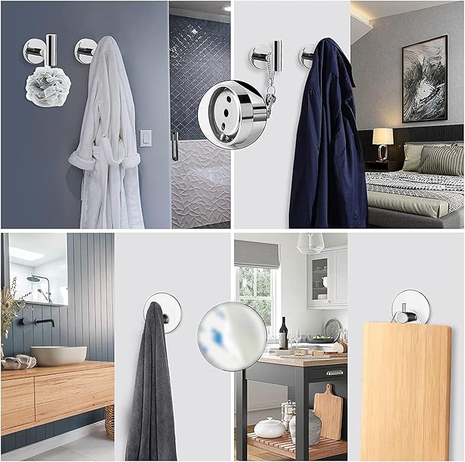 NearMoon Bathroom Hardware Set SUS 304 Thicken Stainless Steel-Towel Bar Set Include 16" Towel Rod, Toilet Paper Holder, Multifunctional Hooks Bathroom Accessories (Chrome Finish, 10 Pcs)