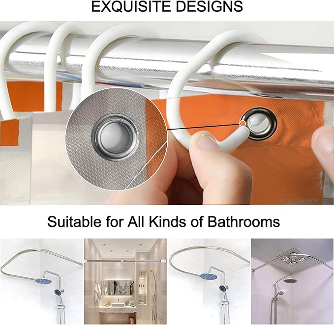 Lnond 4Pcs Bathroom Shower Curtain Sets with Rugs,Orange Brown Painting Art Bathroom Sets with Shower Curtain and Rugs and Accessories