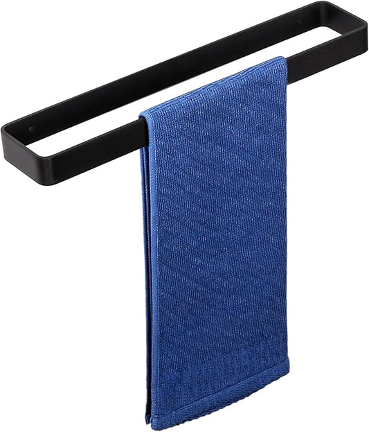 SAYAYO Matte Black Hand Towel Holder for Bathroom Wall, 16 Inch Self Adhesive Towel Bar Hand Towel Rack Square Heavy Duty