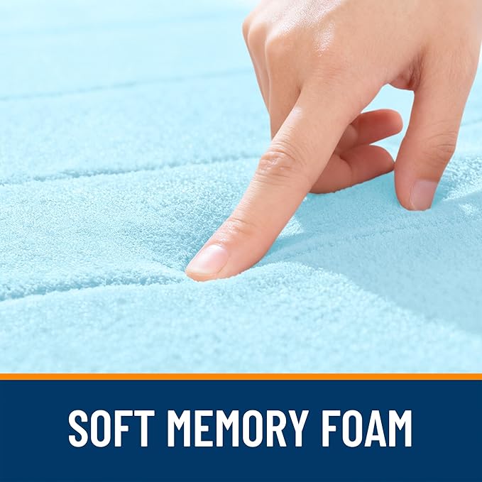 OLANLY Memory Foam Long Bathroom Rugs Runner 47x17, Super Soft Absorbent Bath Mat, Quick Dry, Machine Washable Shower Floor Rugs, Bathmat Carpet, Bathroom Home Decor Accessories, Sky Blue