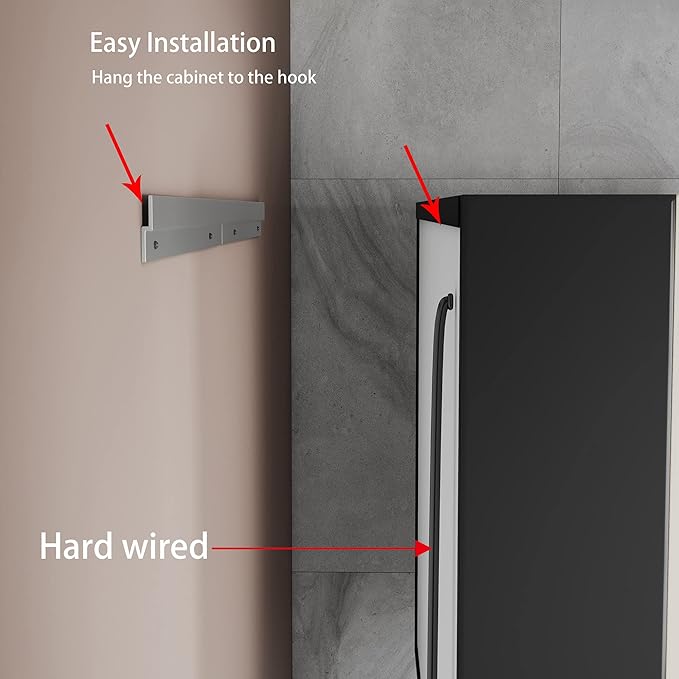 Black Medicine Cabinets for Bathroom with Mirror, 24”W x 30”H Surface Wall Mounted LED Medicine Cabinet with Lights, Defogger, Dimmer, Outlets & USB, Left Hinge