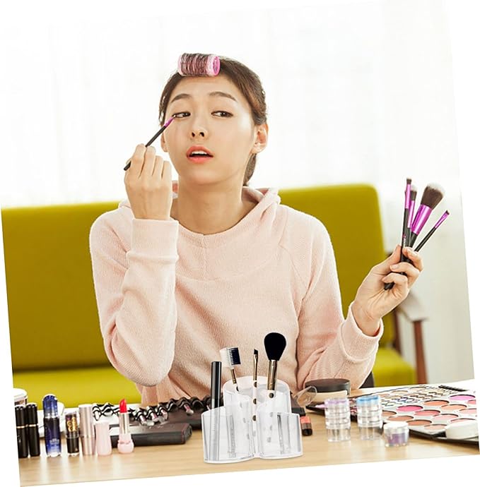 1pc Transparent Makeup Brush Holder Creative Cosmetic Tool Container Pen Storage Box for Eyeliner Lipstick and Office Supplies Organization