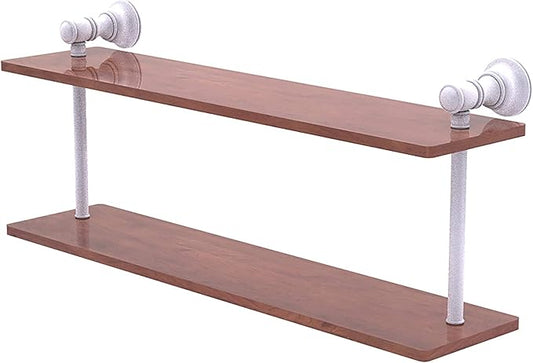 Allied Brass CL-2-22-IRW Carolina Collection 22 Inch Two Tiered Wood Shelf, Matte White