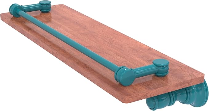 Allied Brass CL-1-16-GAL-IRW-GLT Carolina Collection 16 Inch Wood Shelf with Gallery Rail, Glokzin Teal