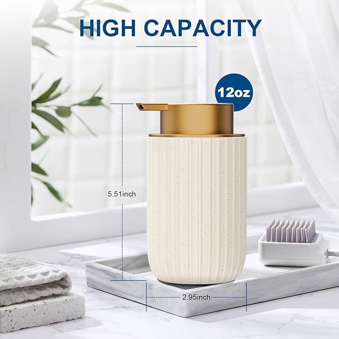 Ceramic Foaming Soap Dispenser, 12 oz Bathroom Foam Hand Soap Dispenser, Refillable Lotion Soap Dispenser with Removable Pump for Kitchen Hand Wash Dispenser, Modern Home Decor (Speckled Beige)