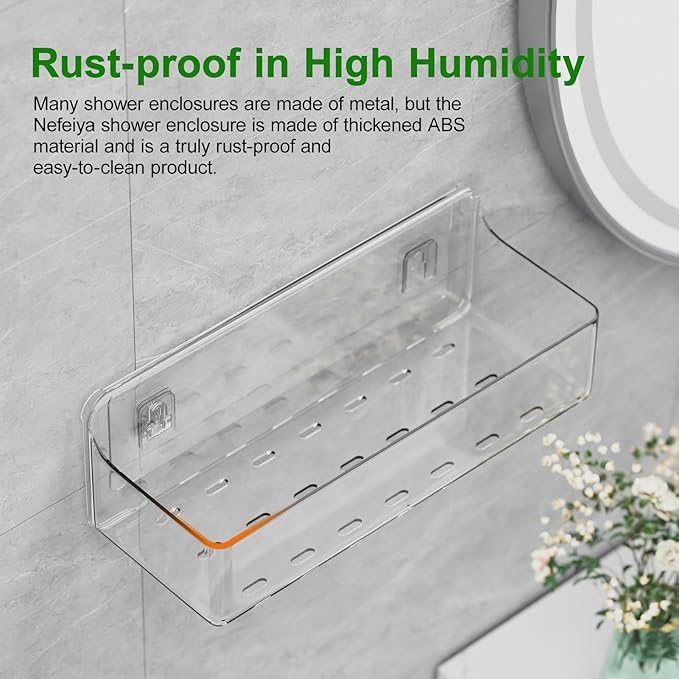 Adhesive Shower Caddy 6 Pack Rustproof Shower Shelves for Inside Shower No Drilling Bathroom Organizers and Storage & Home Décor & Kitchen Large Rack with Soap Holder Clear (clear)