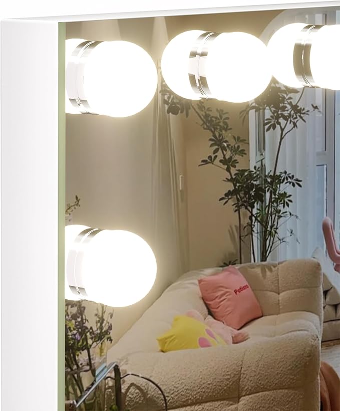 Hasipu Hollywood Vanity Mirror with Lights and Bluetooth Speaker, 29" x 20" Makeup Mirror with 14 Dimmable LED Bulbs 3 Color Modes, 5X Magnifying Glass, Touch Control, USB and Type-C, Tempered Glass