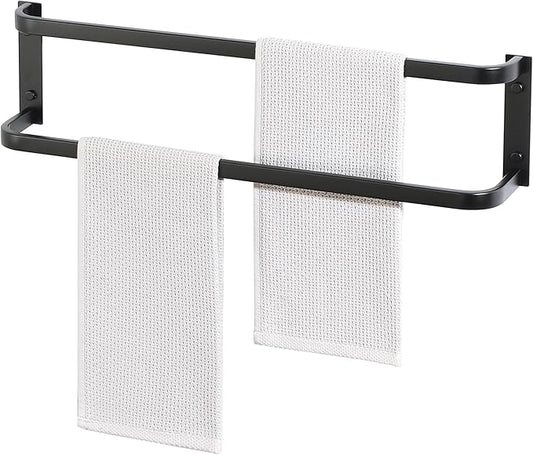 Alise Double Towel Bars for Bathroom,24'' Towel Holder Towel Racks for Bathroom Wall Mount,SUS304 Stainless Steel Double Towel Rail Towel Hanger for Bath Walls,Matte Black