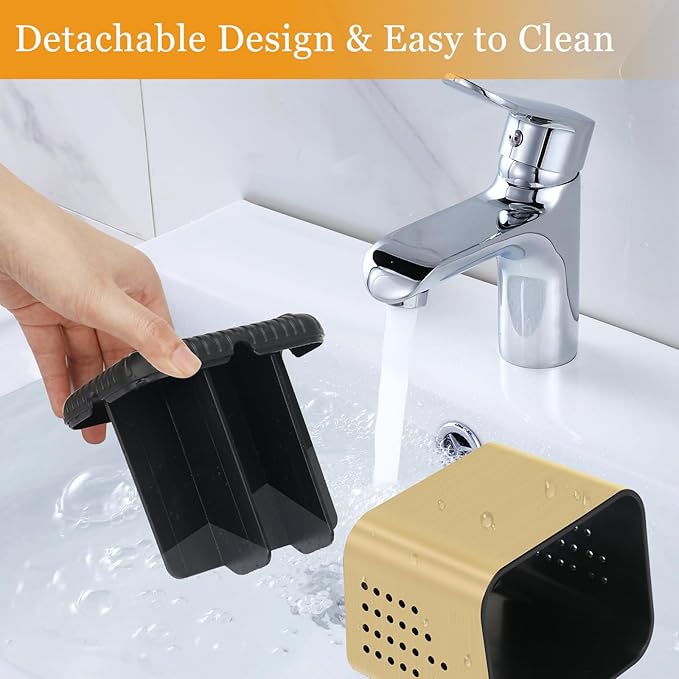 PARKMANI Toothbrush Holders for Bathrooms, Tooth Brush Holder for Bathroom Countertop Organizer, Kids Electric Toothbrush and Toothpaste Holder (Brushed Gold)