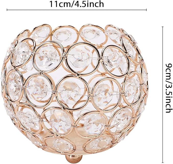 Crystal Makeup Brush Holder Organizer Cosmetics Brushes Storage Cup Handcrafted Pen Pencil Holder Storage Box Container (Gold, Spherical)