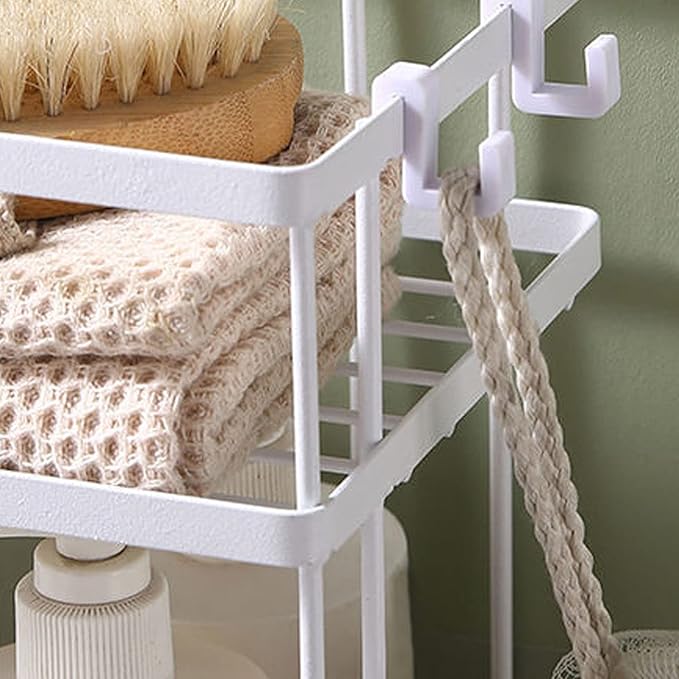 Pongnas Large Capacity Iron Toilet Shelf for Bathroom with Nail Installation, Practical Design (Single Layer White)