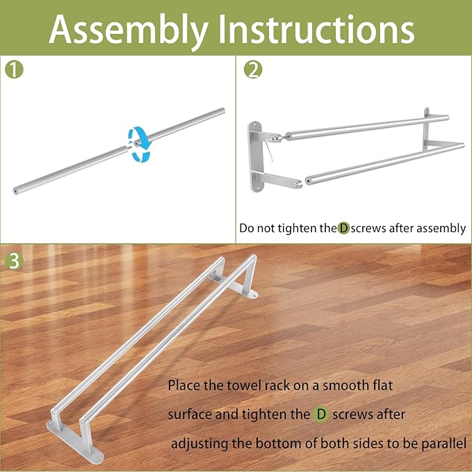Towel Rack for Bathroom, Double Towel Bar 24Inch, Stainless Steel Bathroom Towel Holder, Double Towel Hanger Wall Mounted Towel Rod, Bathroom Towel Rack(Brushed Nickel)