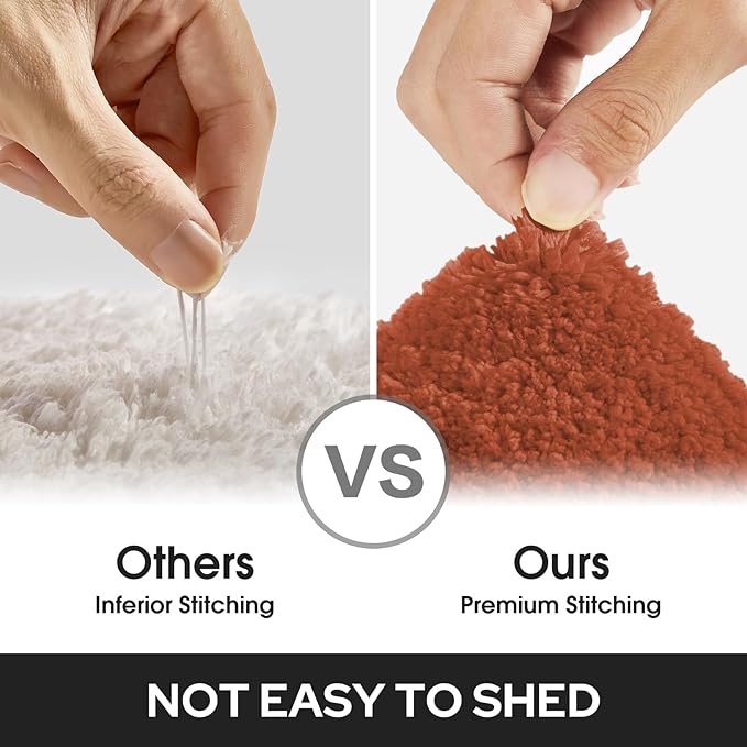 HOMEIDEAS Bathroom Rugs Sets 2 Piece, Super Soft and Absorbent Non Slip Microfiber Machine Washable Bath Mat Set (20" x 32" + 16" x 24", Burnt Orange)