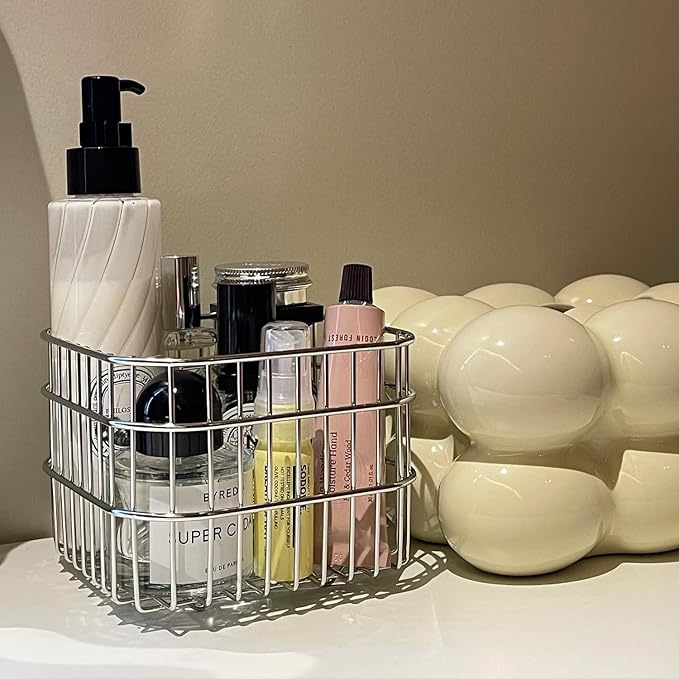 Stainless Steel Bathroom Organizer, Sink Shelf Storage Rack for Vanity, Cosmetics & Toiletries, Waterproof Standing Shelf and Toothbrush Holder (2)