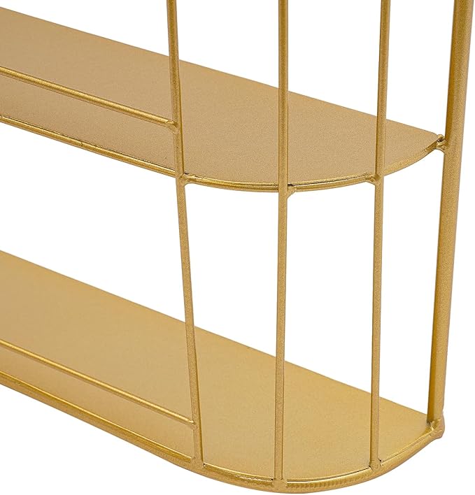 Wall-Mounted Nail Polish Racks, 6-Tier Metal Makeup Display Wall Shelf Storage Organizer for Home Spa Nail Salon Perfume Lipstick Cosmetic (Gold)