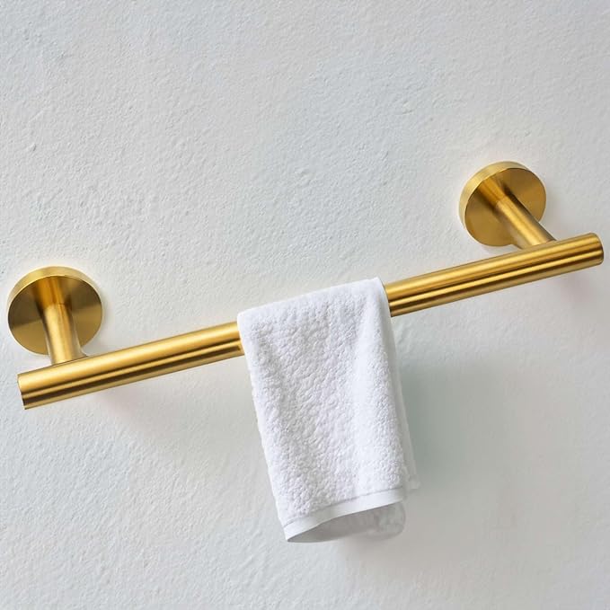 Modket 9 Inches Brushed Gold Towel Bar Bathroom Hardware 304 Stainless Steel Wall Mounted Kitchen Towel Holder Cloths Hanger