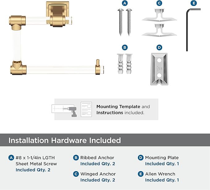 Amerock BH36062CCZ | Clear/Champagne Bronze Towel Ring | 5-7/16 in (138 mm) Length Towel Holder | Glacio | Hand Towel Holder for Bathroom Wall | Small Kitchen | Bath Accessories