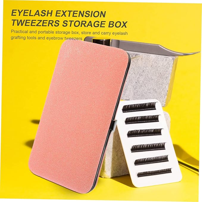 Eyelash Tweezers Case 6.10X3.14X0.59In Portable Magnetic Closure Storage Box Organizer for Lash Extension Tools and Makeup Accessories