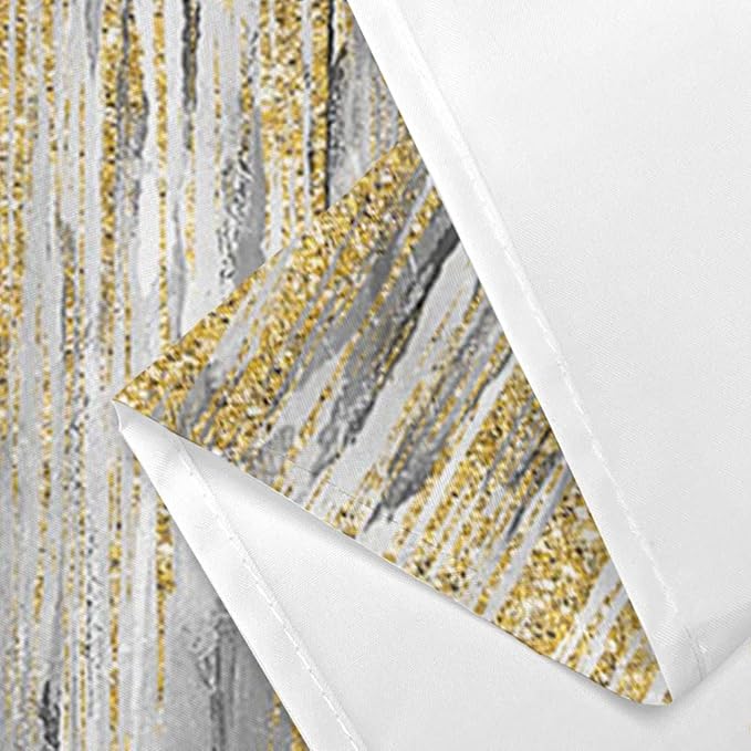 JAWO Abstract Shower Curtain, Modern Aesthetic Stripe Shower Curtain Sets with 12 Hooks for Bathtub Bathroom Gray Yellow Contemporary Abstract Painting Fabric